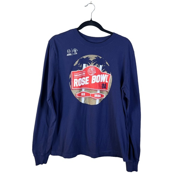 Nike Other - Nike Notre Dame Rose Bowl Long Sleeve Shirt Mens M Navy Blue Football Streetwear